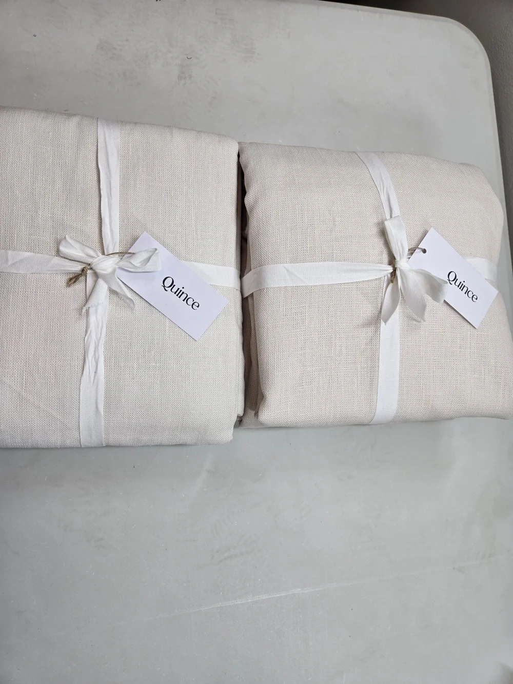 NWT QUINCE 2 48x108 Heavyweight European Linen Room Darkening Curtains Sand 0133